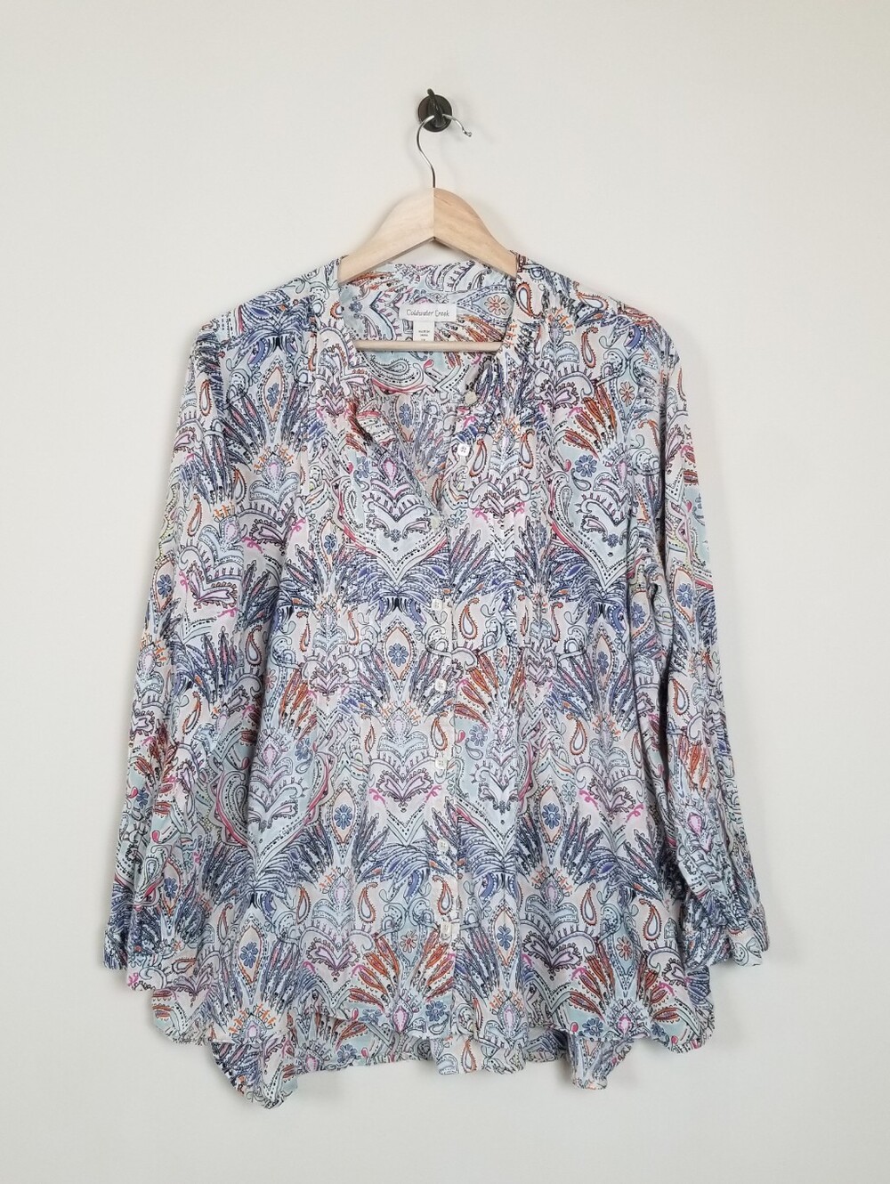 Coldwater Creek Pintuck Button Front Cotton Shirt Top Size 1X
